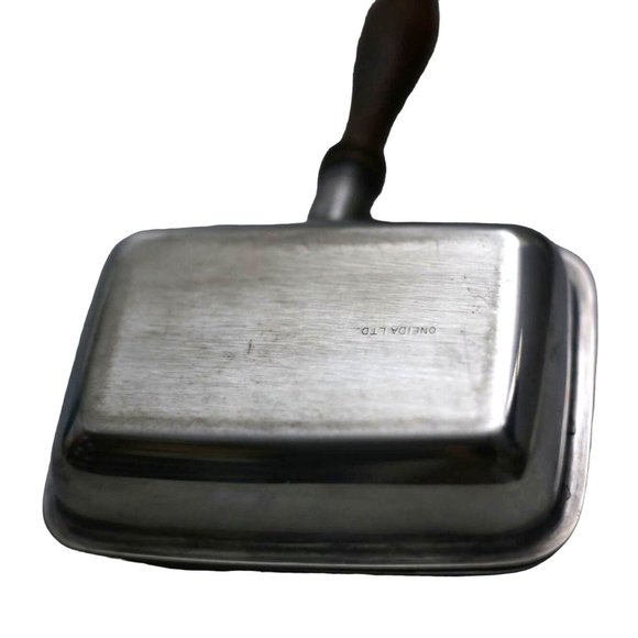 Vintage Oneida Silver Plate & Wood Crumb Catcher "Silent Butler" Ash Collector - Picture 4 of 5